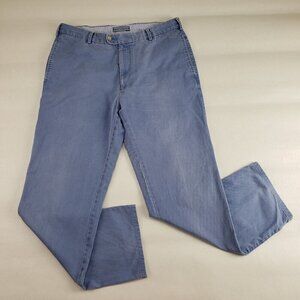 Peter Millar Pima Cotton Chino Pant Mens 34 Blue Flat Front Casual Work Trouser